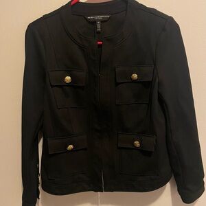 White House Black Market Black Military-Style Blazer with Gold Buttons